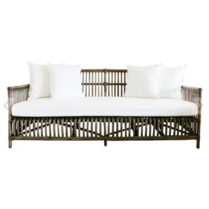Image of Stunning Walnut Rattan Three Seater Sofa