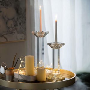 Image of CRYSTAL PILLAR CANDLE HOLDER