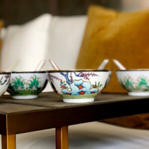 Image of Hand Painted Chinese Bowls with matching Spoons