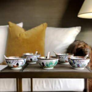 Image of Hand Painted Chinese Bowls with matching Spoons