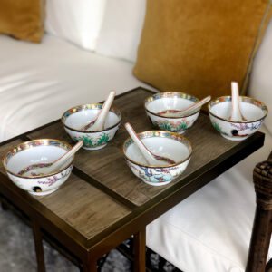 Image of Hand Painted Chinese Bowls with matching Spoons