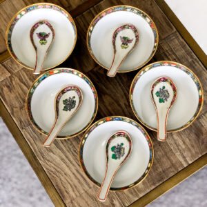 Image of Hand Painted Chinese Bowls with matching Spoons