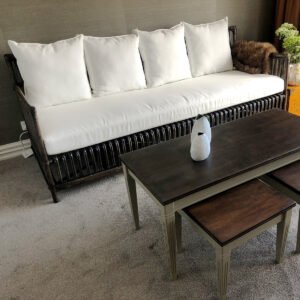 Image of Stunning Walnut Rattan Three Seater Sofa