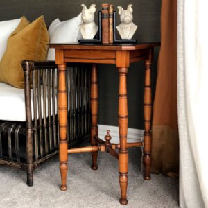 Image of Vintage faux Bamboo Side Table with Black Japan top